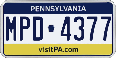 PA license plate MPD4377