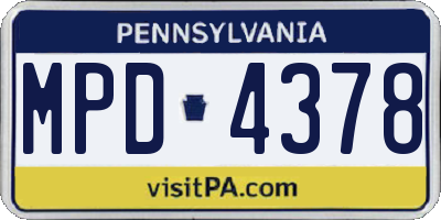 PA license plate MPD4378
