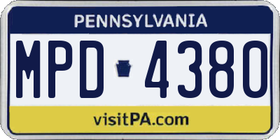 PA license plate MPD4380