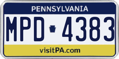PA license plate MPD4383