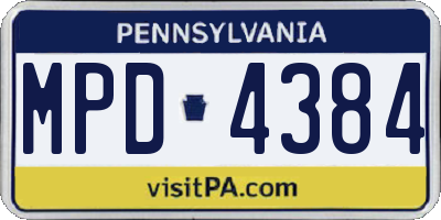 PA license plate MPD4384