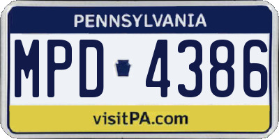 PA license plate MPD4386