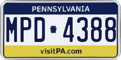 PA license plate MPD4388