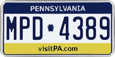PA license plate MPD4389
