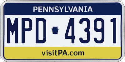 PA license plate MPD4391