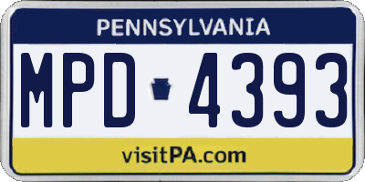 PA license plate MPD4393