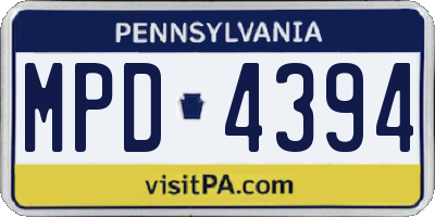 PA license plate MPD4394