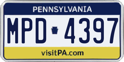 PA license plate MPD4397