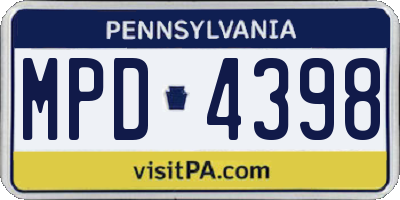 PA license plate MPD4398
