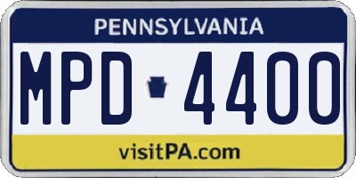 PA license plate MPD4400