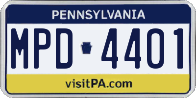 PA license plate MPD4401