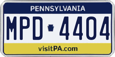 PA license plate MPD4404