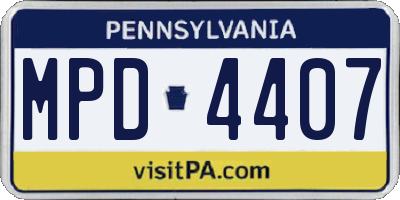 PA license plate MPD4407