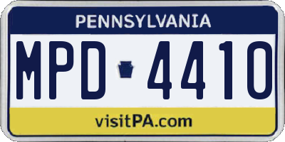 PA license plate MPD4410