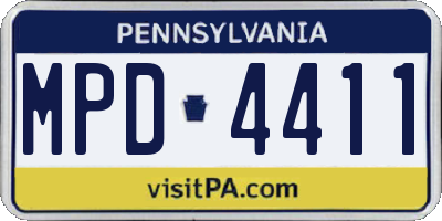 PA license plate MPD4411