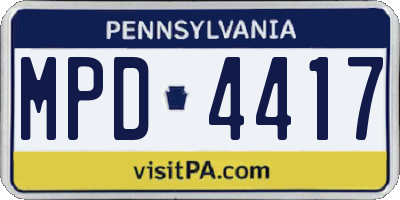 PA license plate MPD4417