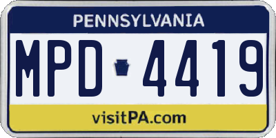 PA license plate MPD4419