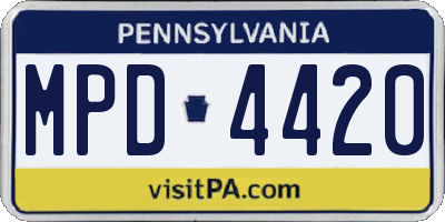 PA license plate MPD4420