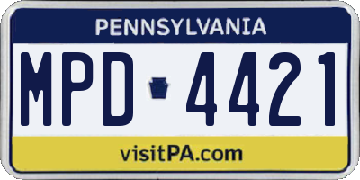 PA license plate MPD4421