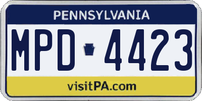 PA license plate MPD4423