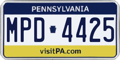 PA license plate MPD4425