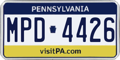 PA license plate MPD4426