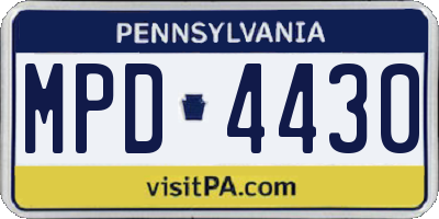 PA license plate MPD4430