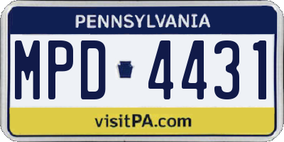 PA license plate MPD4431