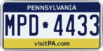 PA license plate MPD4433