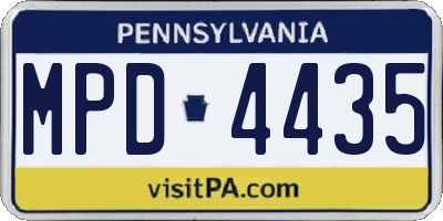 PA license plate MPD4435