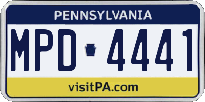PA license plate MPD4441