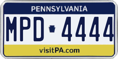 PA license plate MPD4444