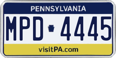 PA license plate MPD4445