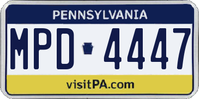 PA license plate MPD4447