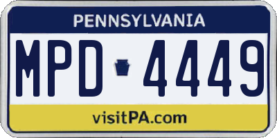 PA license plate MPD4449