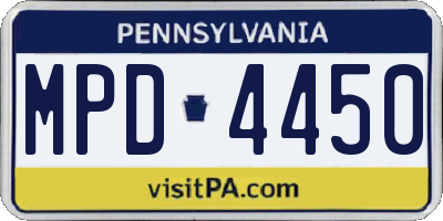 PA license plate MPD4450
