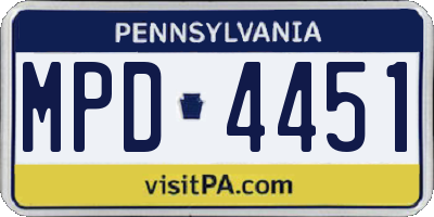 PA license plate MPD4451