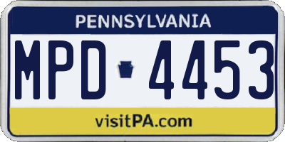 PA license plate MPD4453