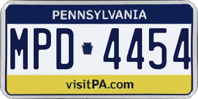 PA license plate MPD4454
