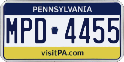 PA license plate MPD4455