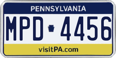 PA license plate MPD4456