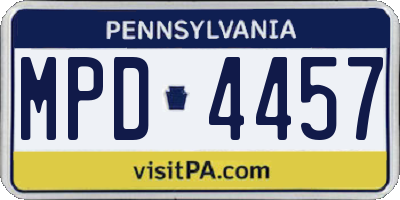 PA license plate MPD4457