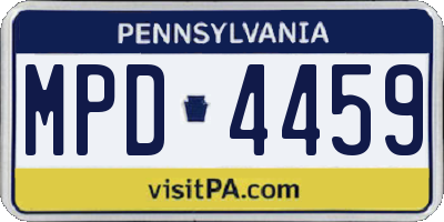 PA license plate MPD4459