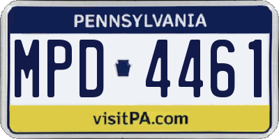 PA license plate MPD4461