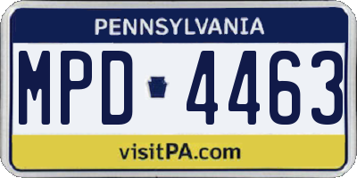 PA license plate MPD4463