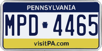 PA license plate MPD4465