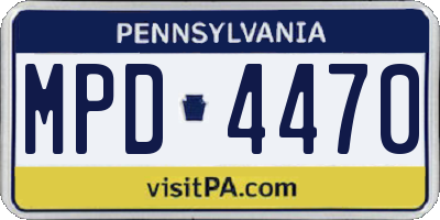 PA license plate MPD4470