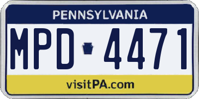 PA license plate MPD4471