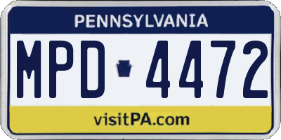 PA license plate MPD4472