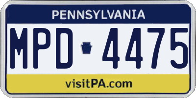 PA license plate MPD4475